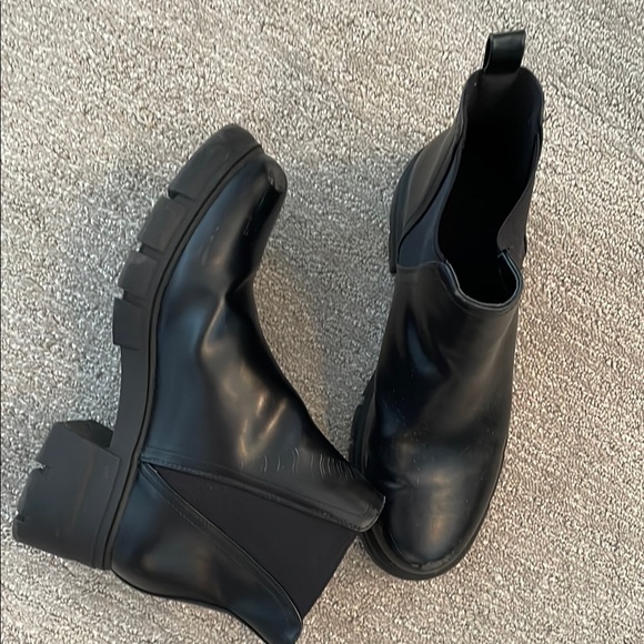 REDTOP Chelsea Boots 9.5 BlackChunky Block Heel Platform Lug Sole Ankle Booties - Picture 2 of 9